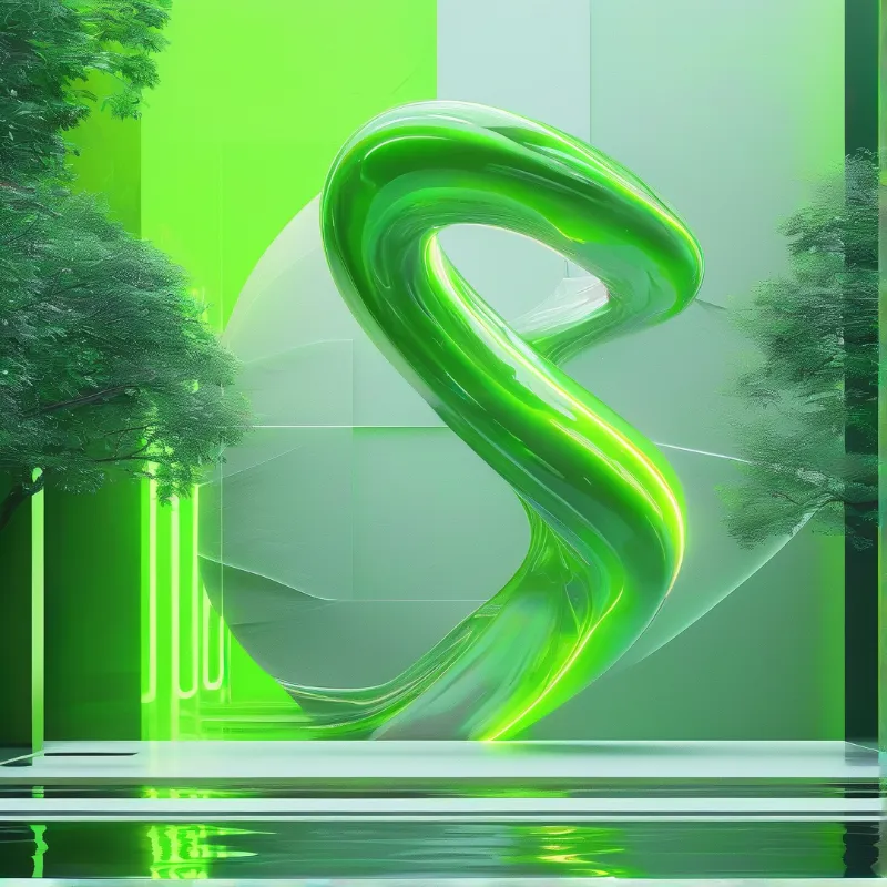 Glossy Green Abstract S Shape