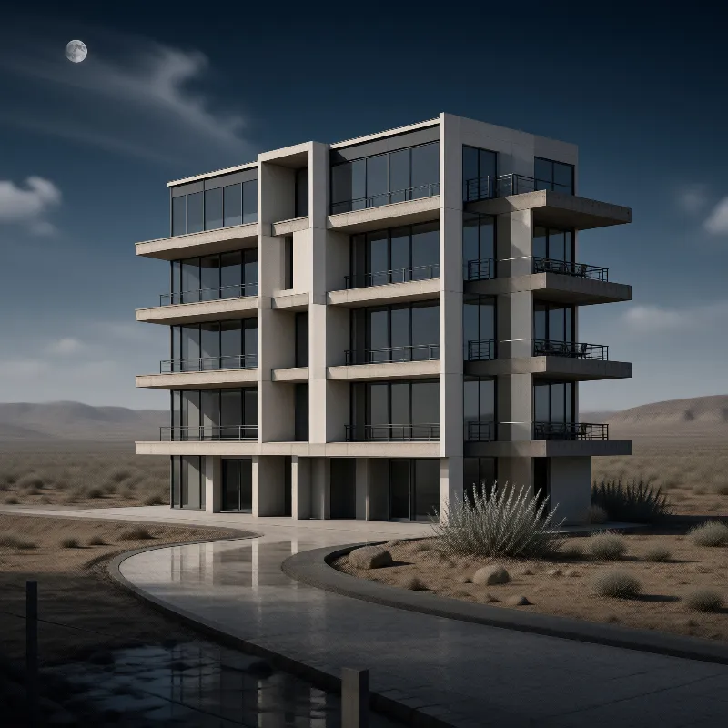 Modern Desert Hotel at Night