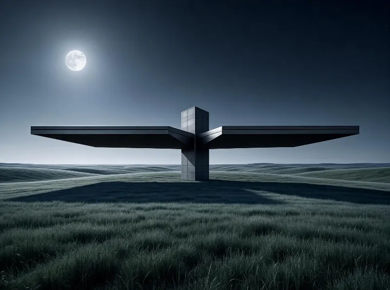 Futuristic Cross in Field