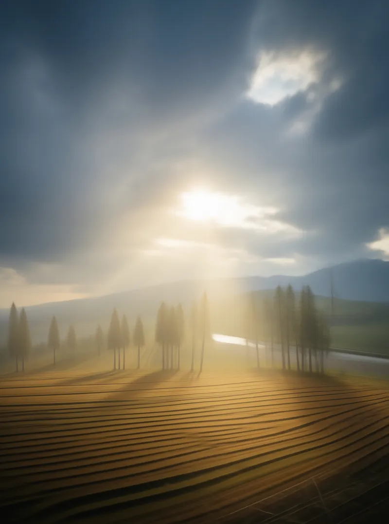 Sunlit Rural Field Landscape