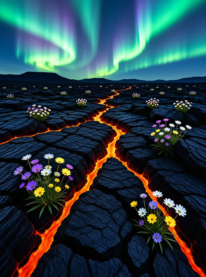 Flowers in Lava Fields