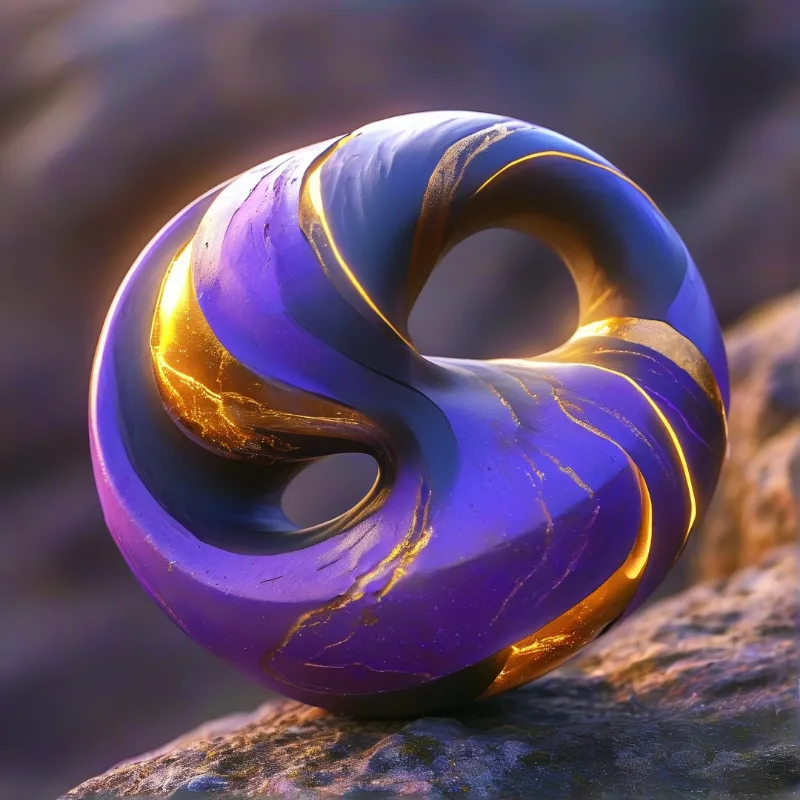 Glossy Purple Gold Sculpture