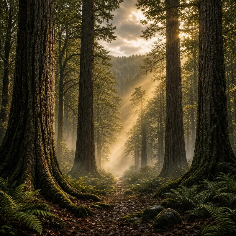 Sunlight in Ancient Forest