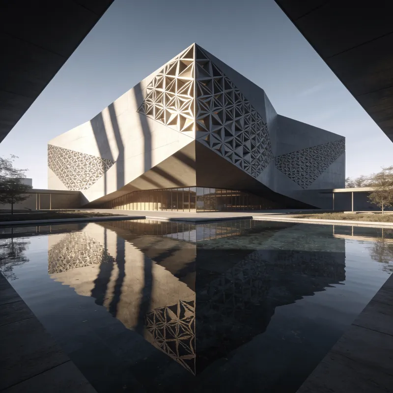 Cultural Center with Parametric Facade — Reflecting Pool