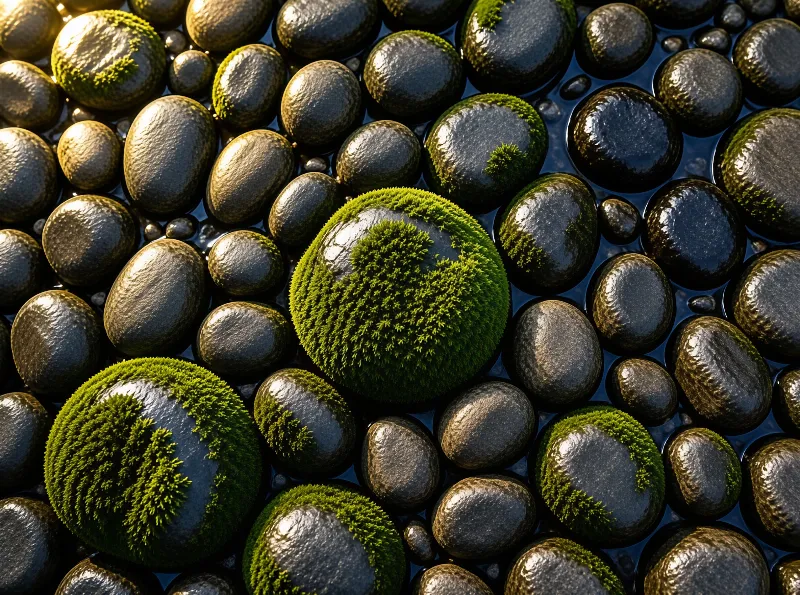 Mossy River Stones