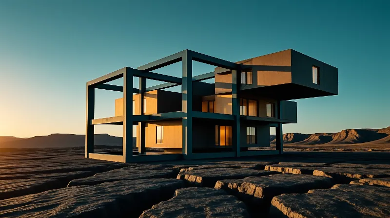 Brutalist Frame House in Desert Basin