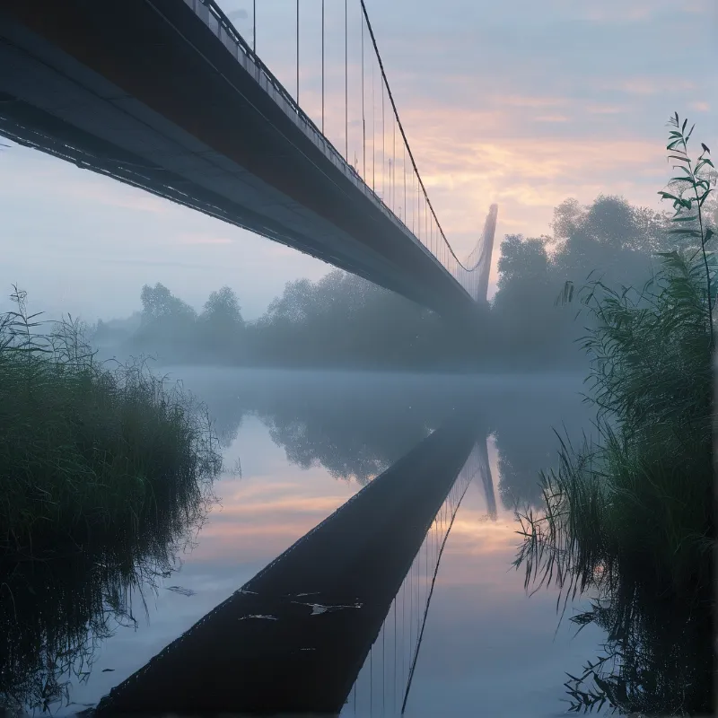 Misty Bridge at Dawn