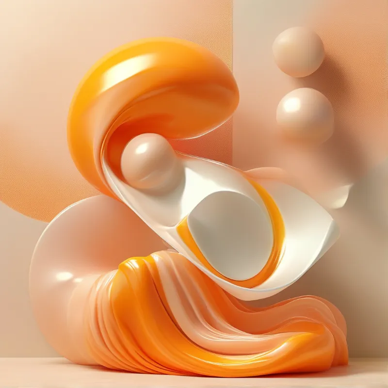 Surreal Orange 3D Shapes
