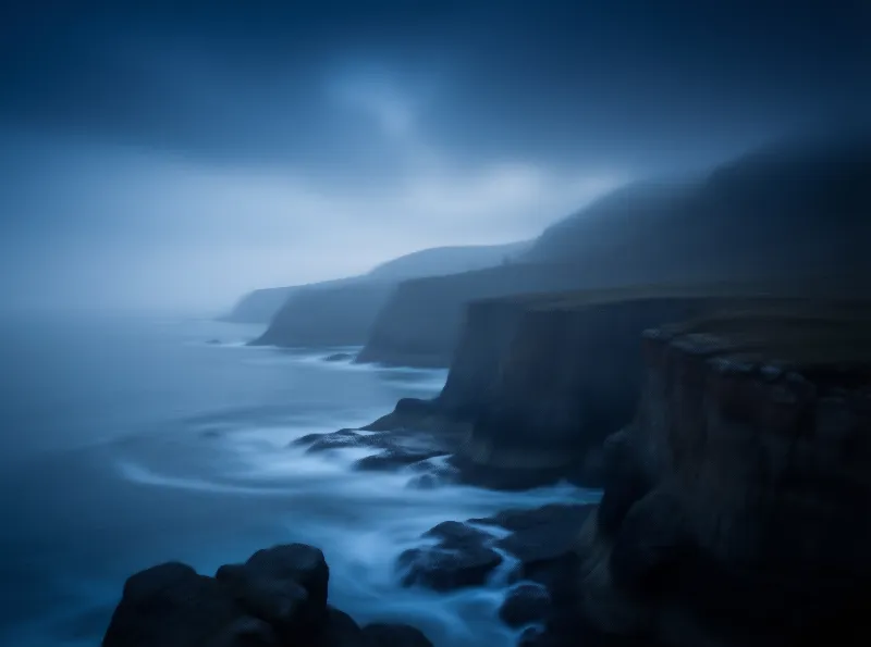 Misty Coastal Cliffs Landscape