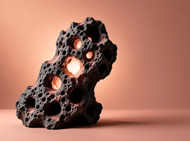 Glowing Porous Rock Sculpture