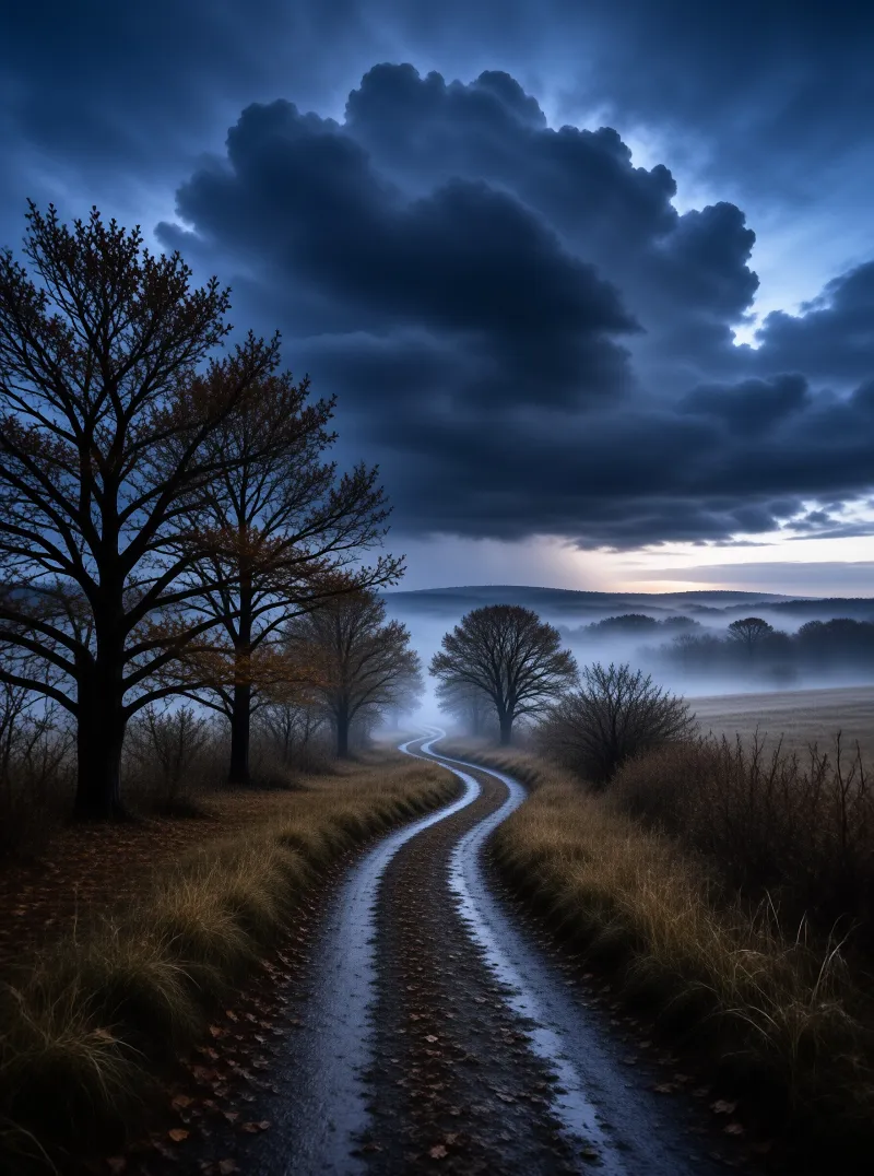 Misty Road at Dawn