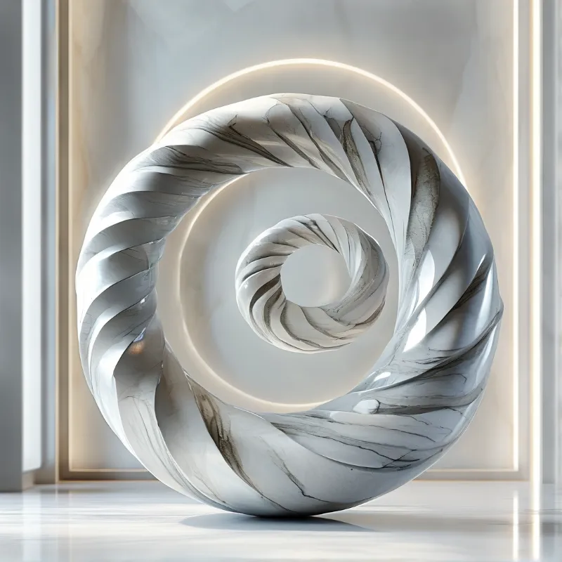 White Marble Spiral Sculpture