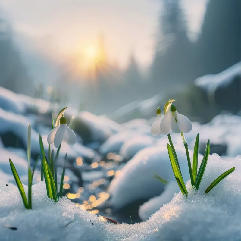 Snowdrops in Winter Sun