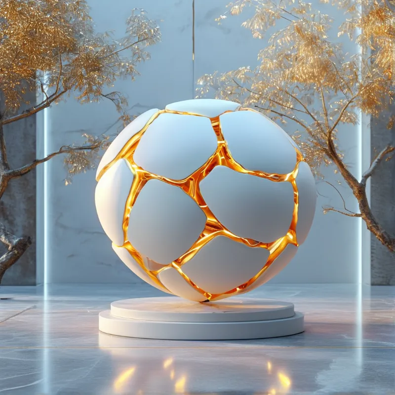 Gold and White Sphere Art