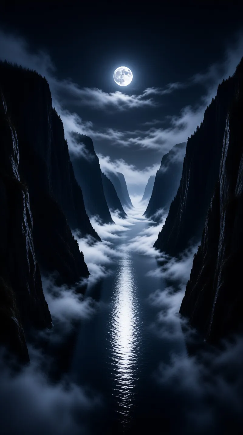 Moonlit Canyon River