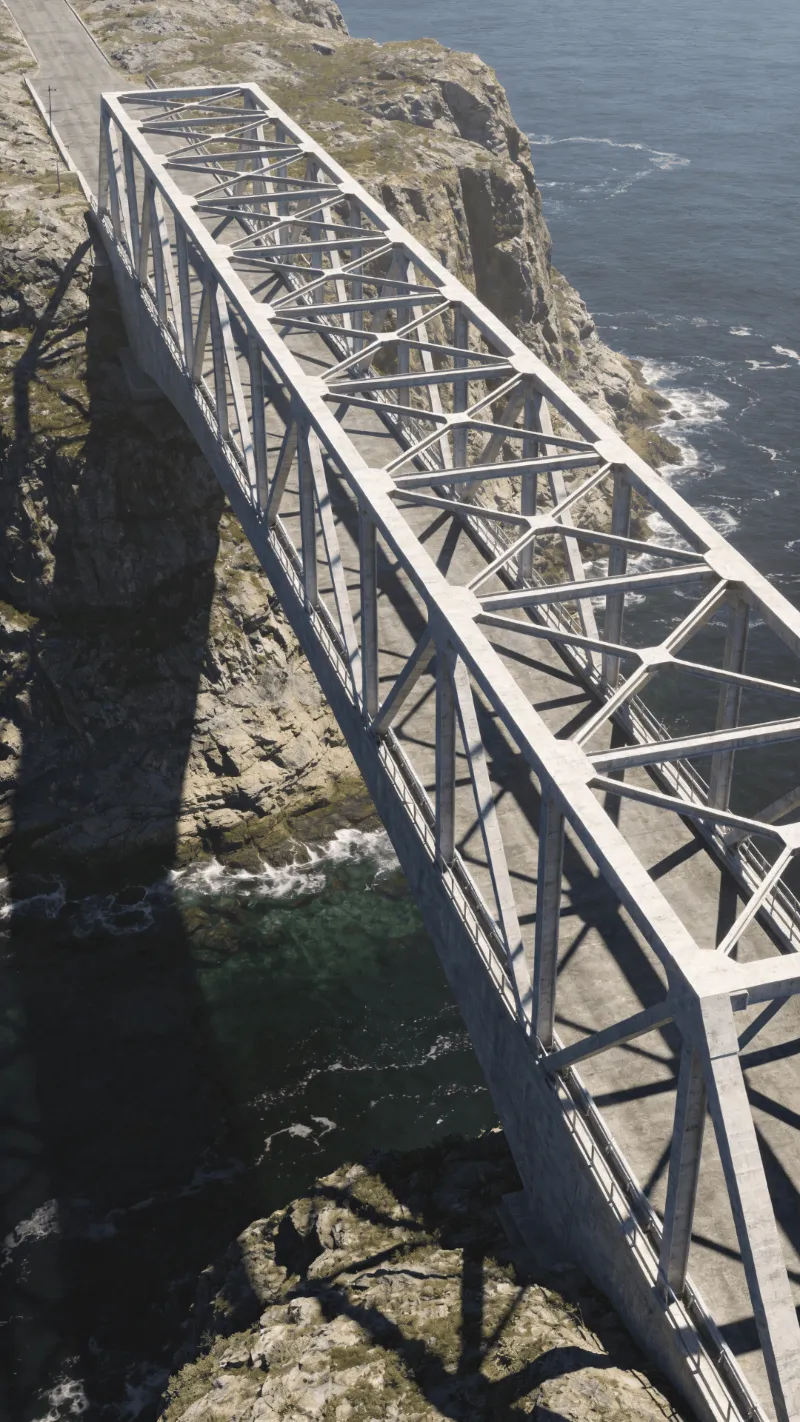 Bridge with Steel Frame — Coastal Cliff