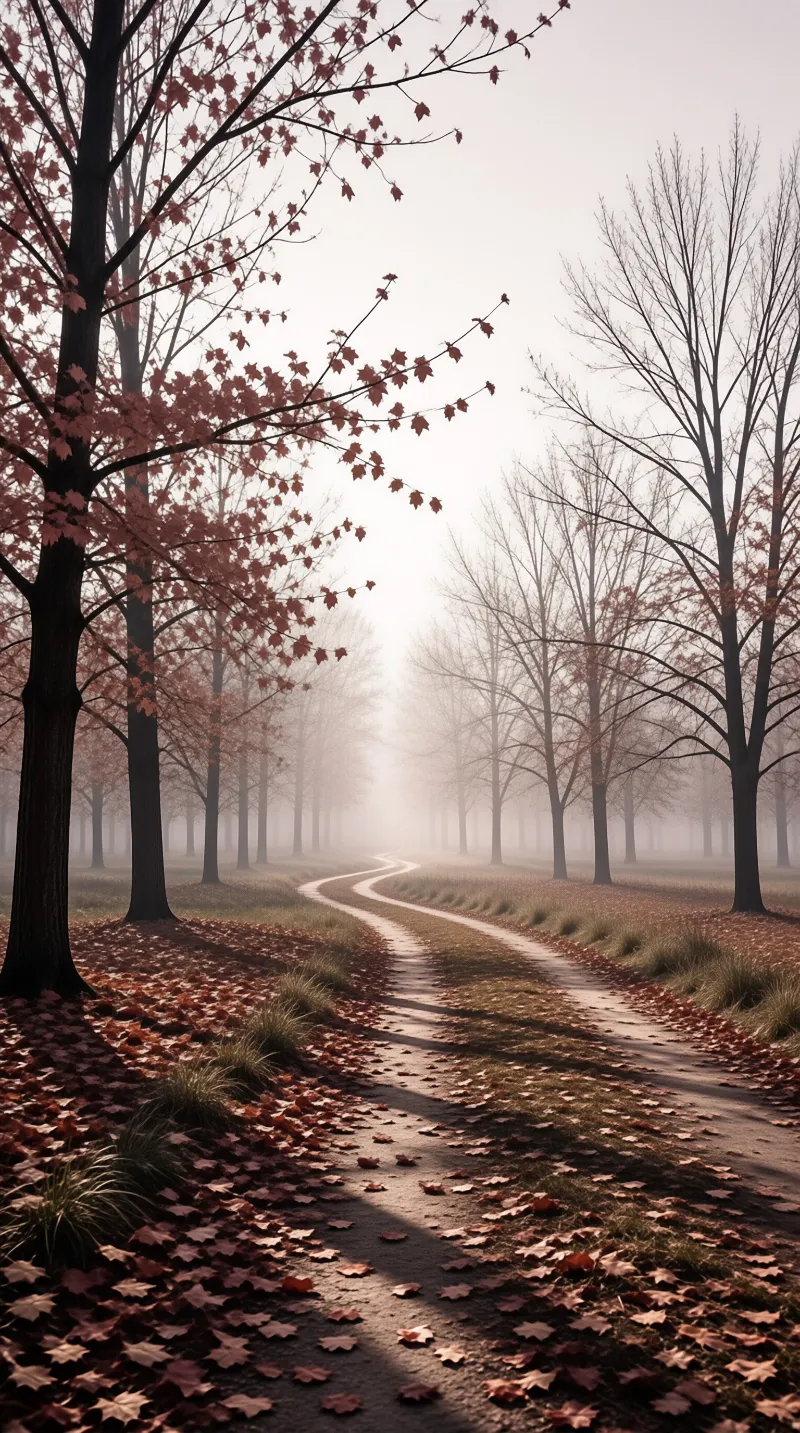 Misty Autumn Forest Path