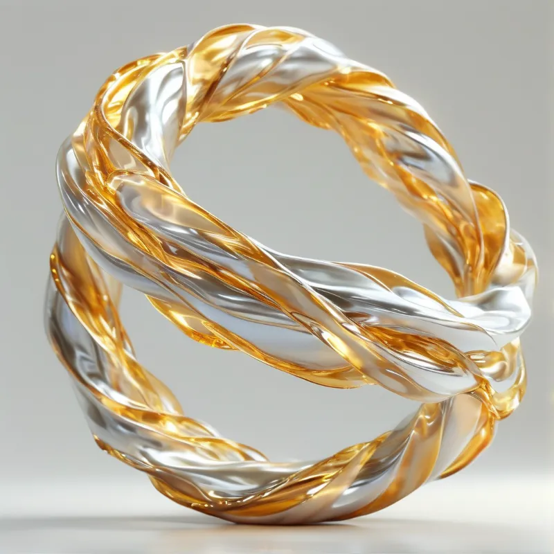 Abstract Gold and Silver Spiral Sculpture