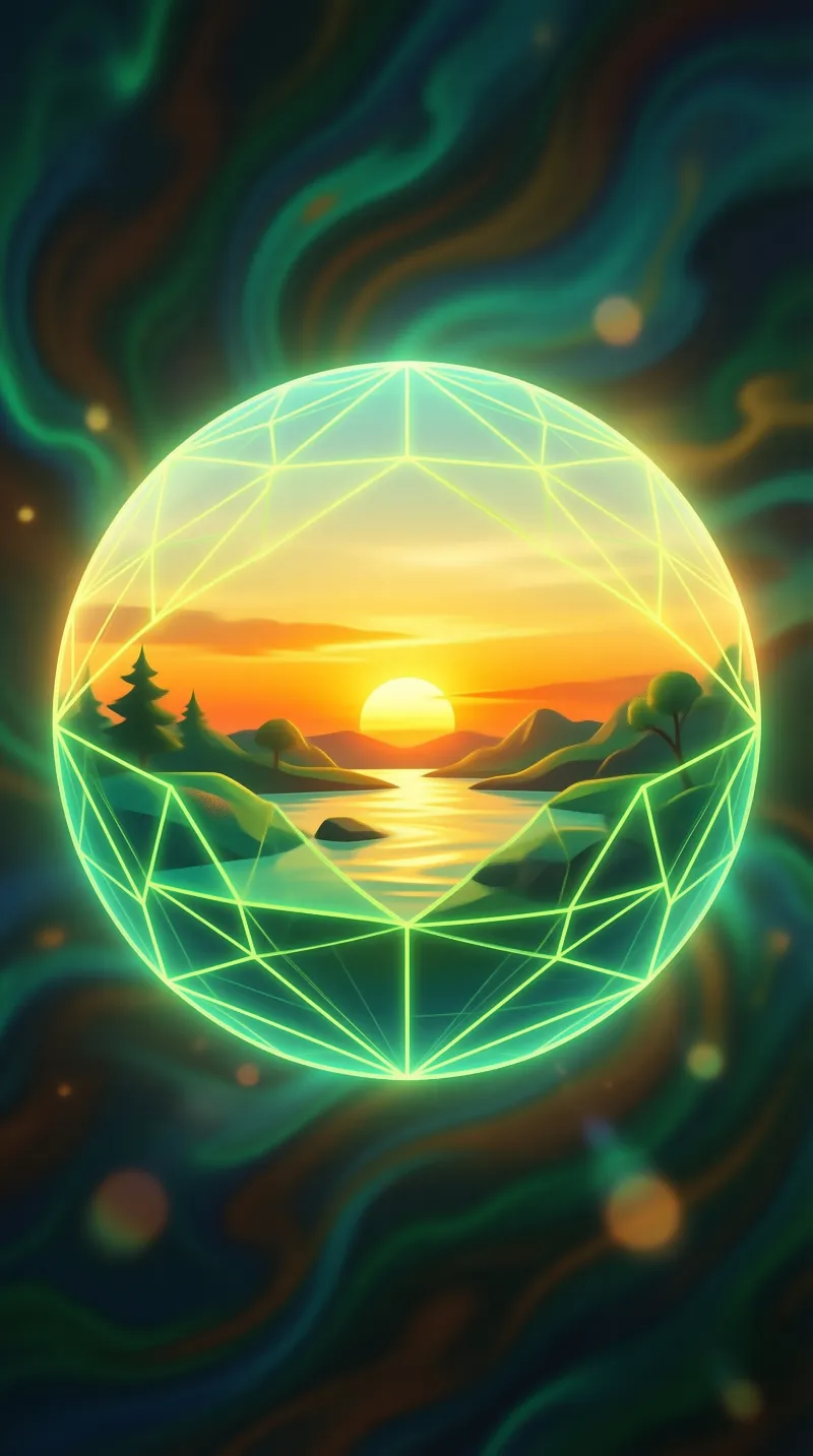 Geometric Globe with Sunset