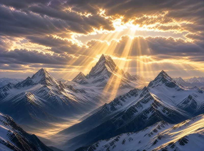 Snowy Mountains at Sunrise