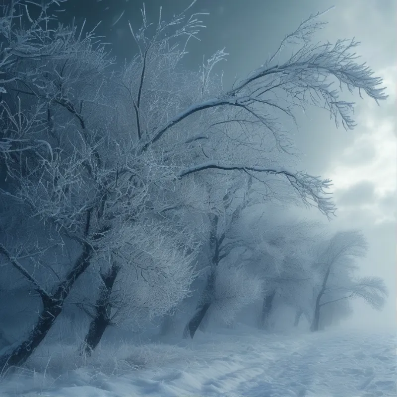 Frozen Forest in Mist
