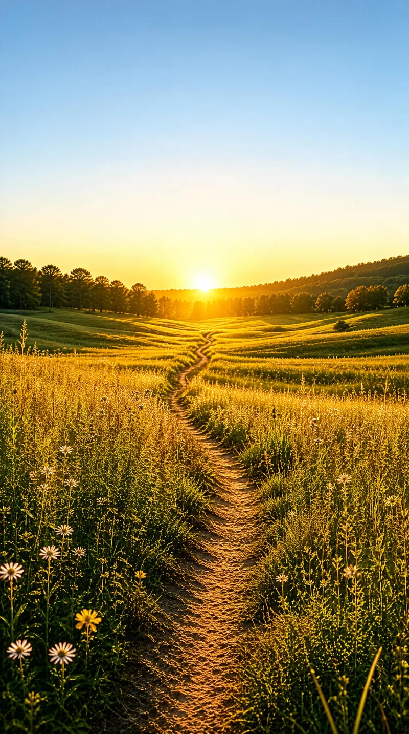 Sunset Path in Field