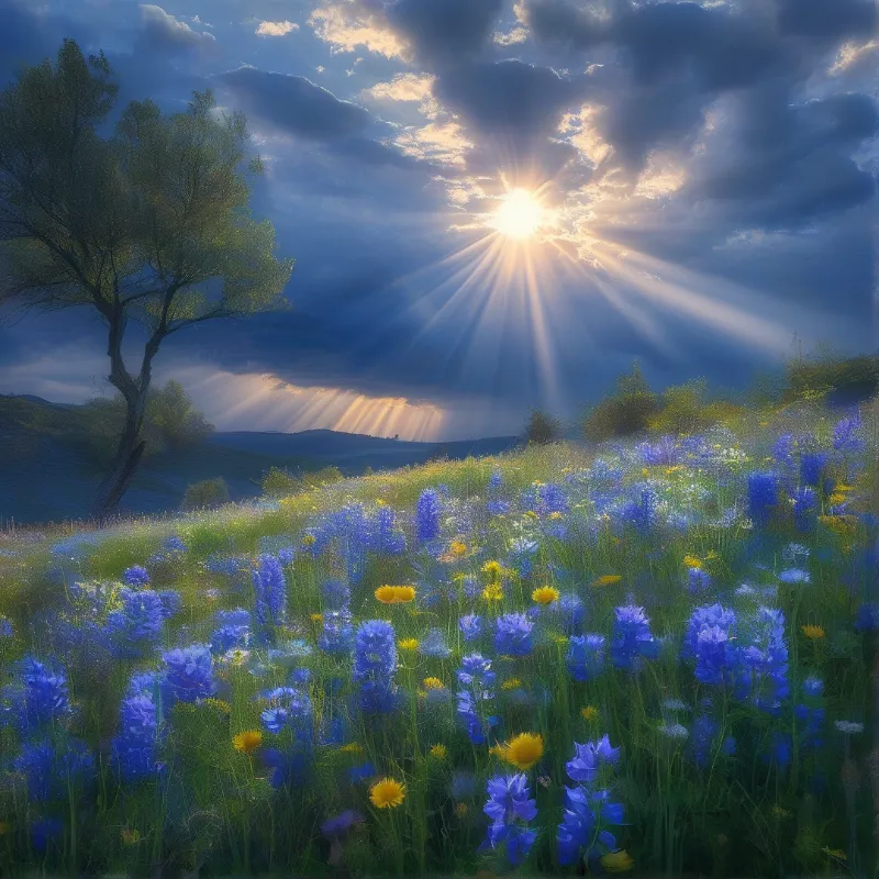 Sunlit Wildflower Meadow