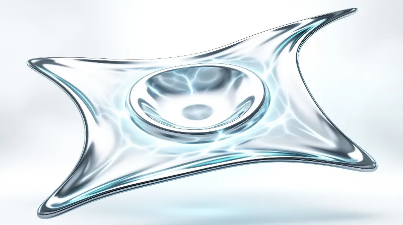 A polished silver star shape sits isolated on white with bright blue reflections.