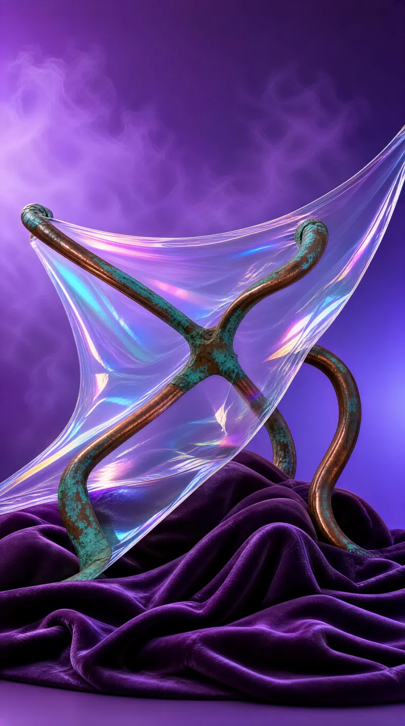Metallic Structure with Transparent Membrane on Purple Velvet