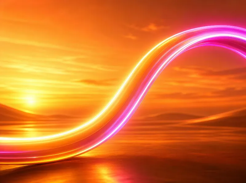 Neon Sunset Over Water