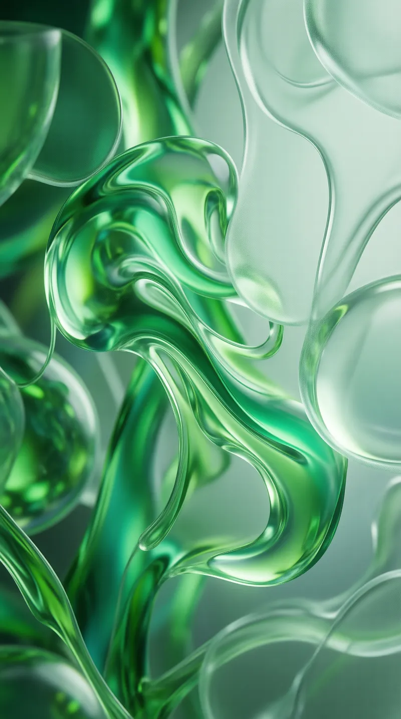 Abstract Green Fluid Forms