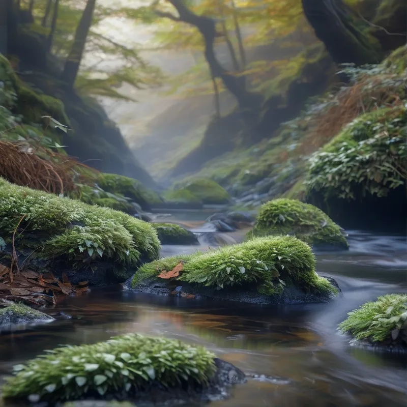 Misty Moss Forest Stream