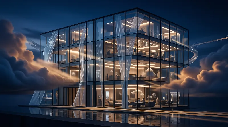 Illuminated Glass Building