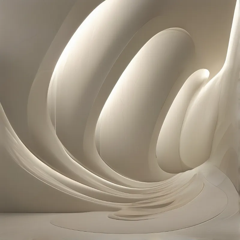 A smooth beige form curves gently across the frame featuring subtle shadows and highlights.