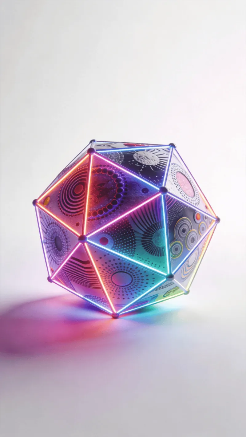 Neon-Lit Geometric Sphere Study