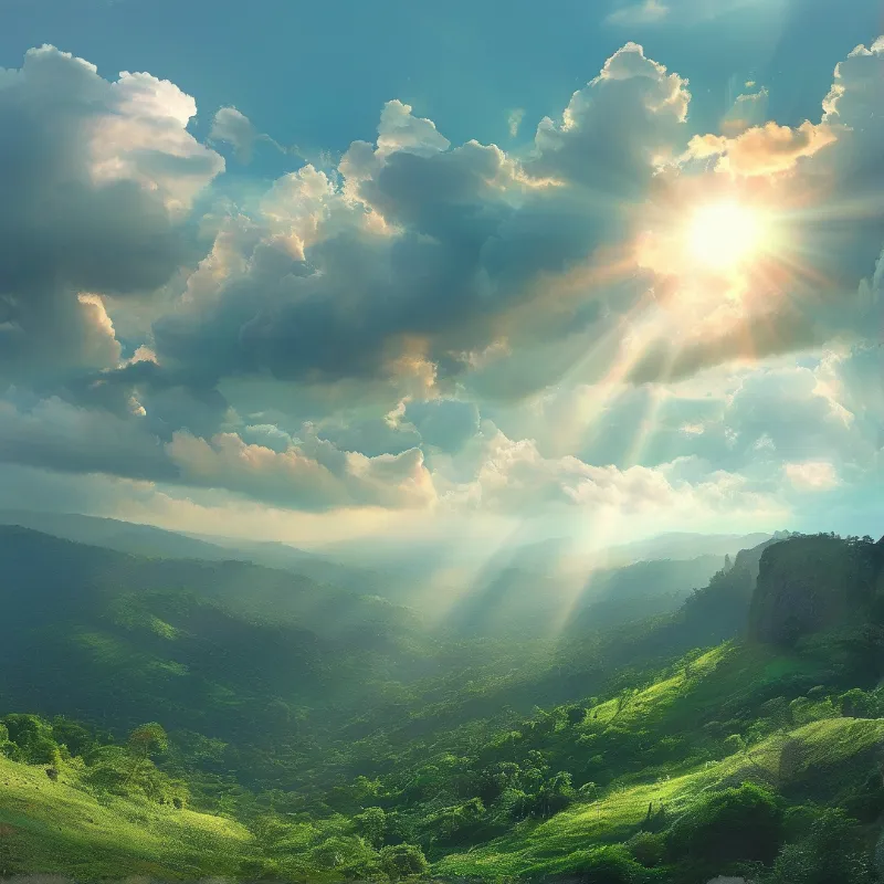 Sunlit Mountain Valley