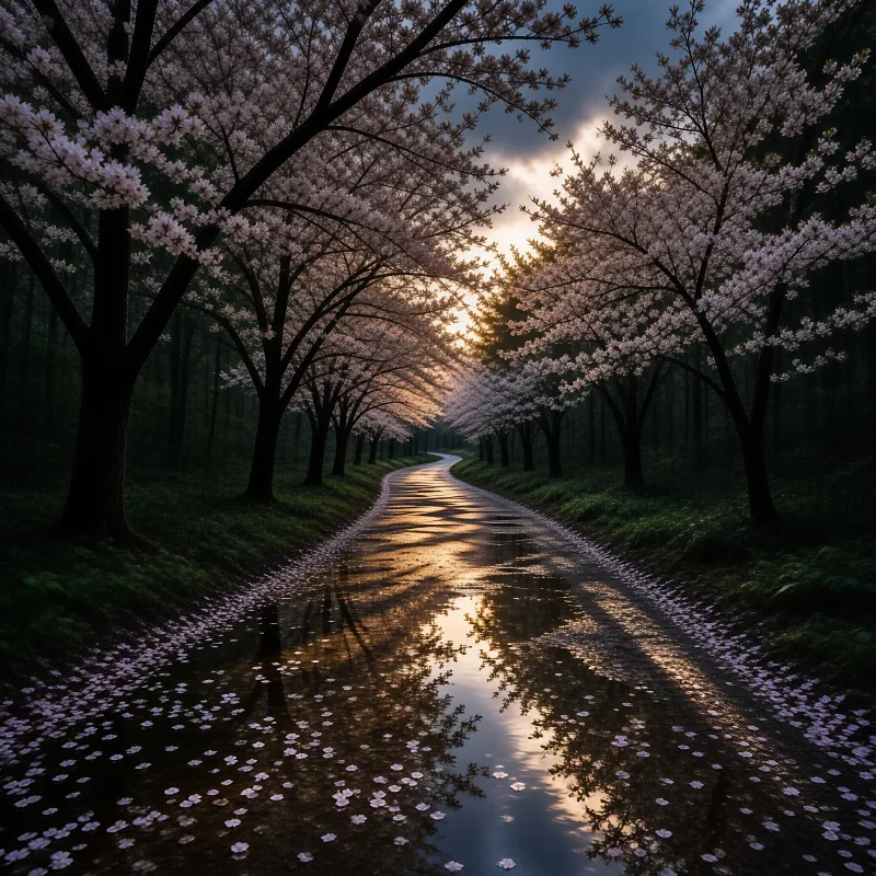 Sunlit Sakura Tunnel