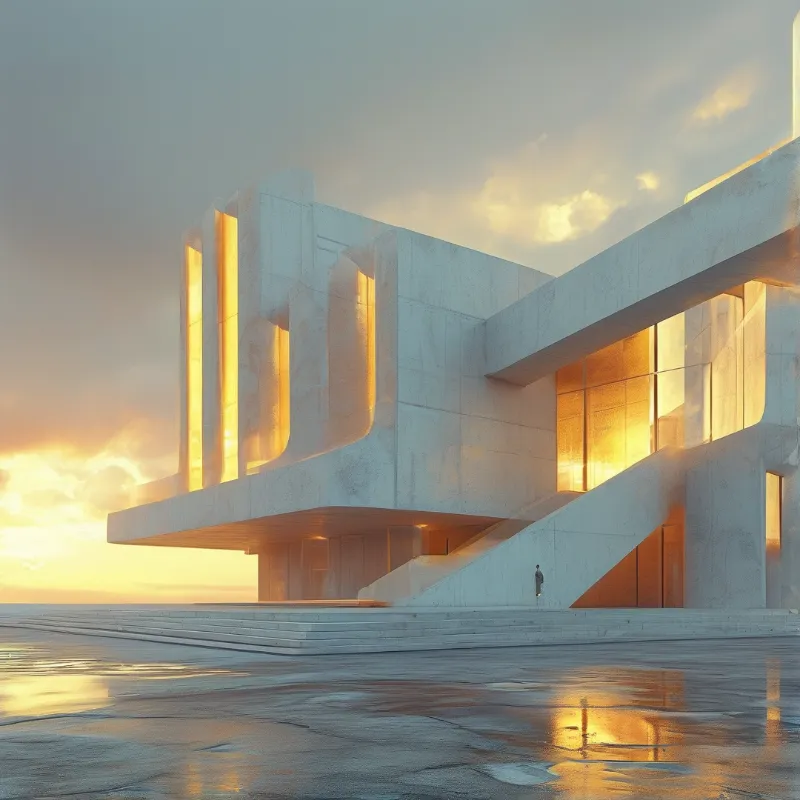 Modern Architecture at Sunset