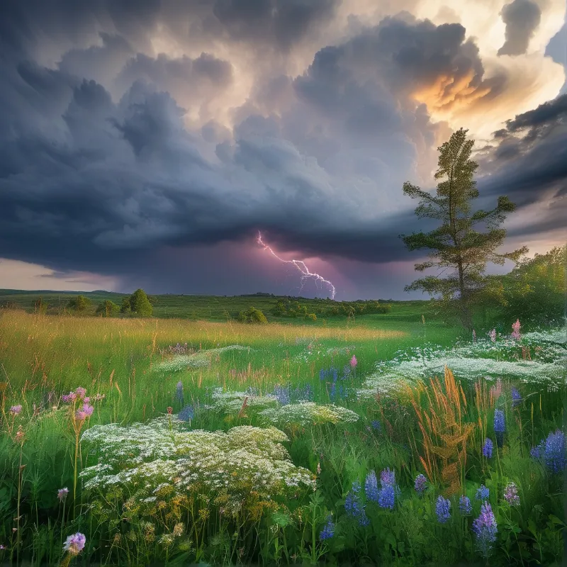 Storm Over Wildflower Meadow