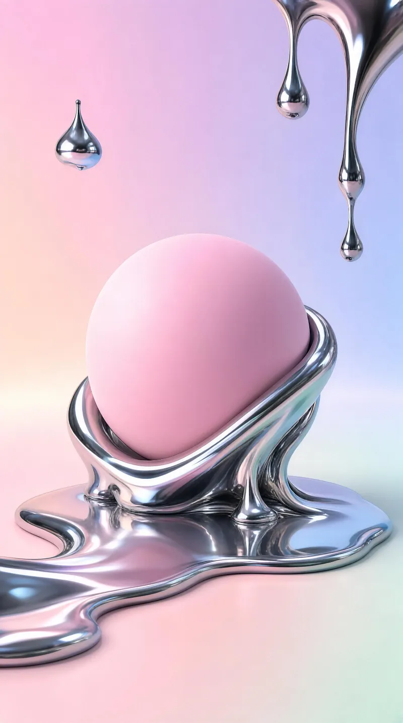 Pink Sphere in Metallic Liquid Holder