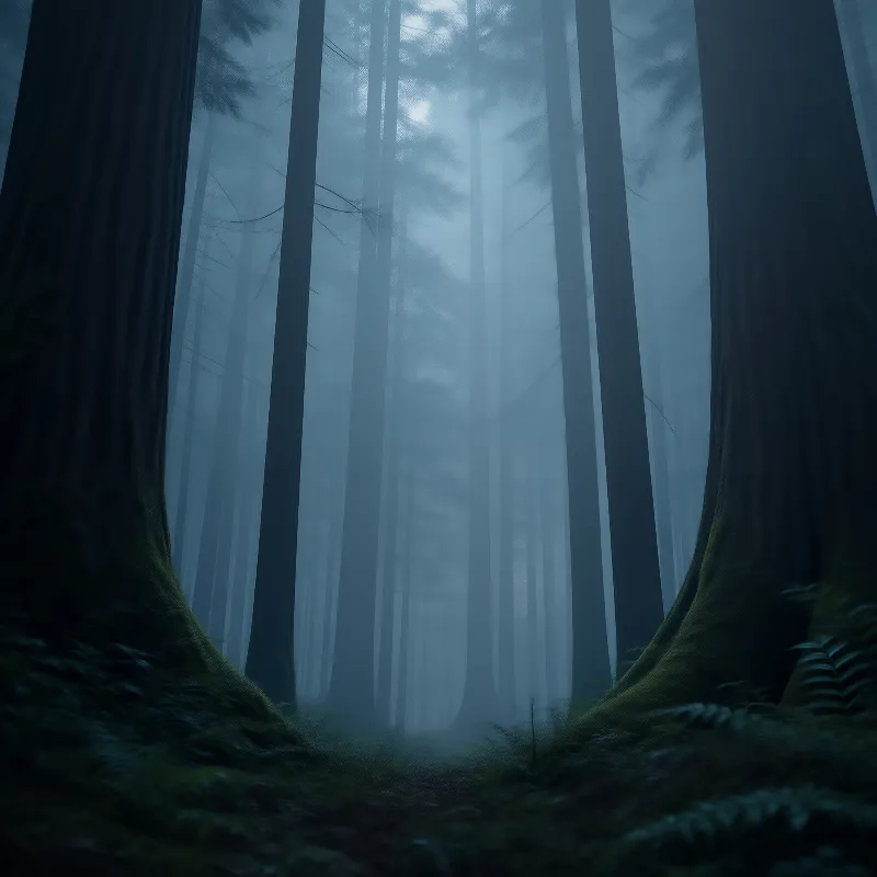 Misty Forest of Tall Trees