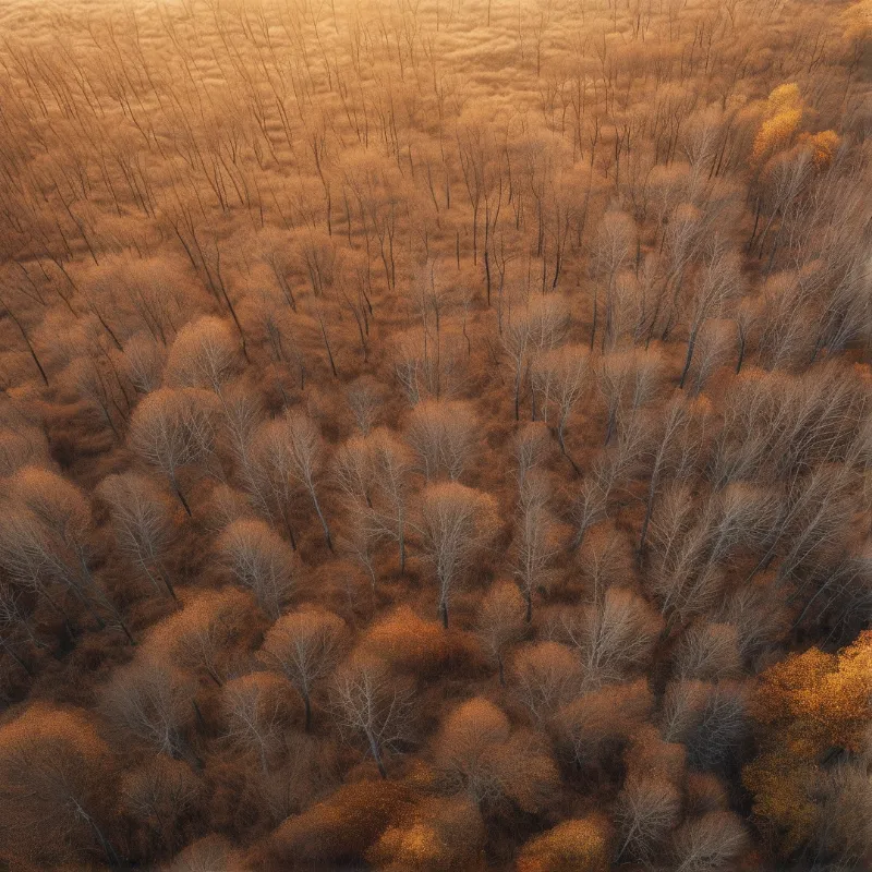 Aerial View of Autumn Forest