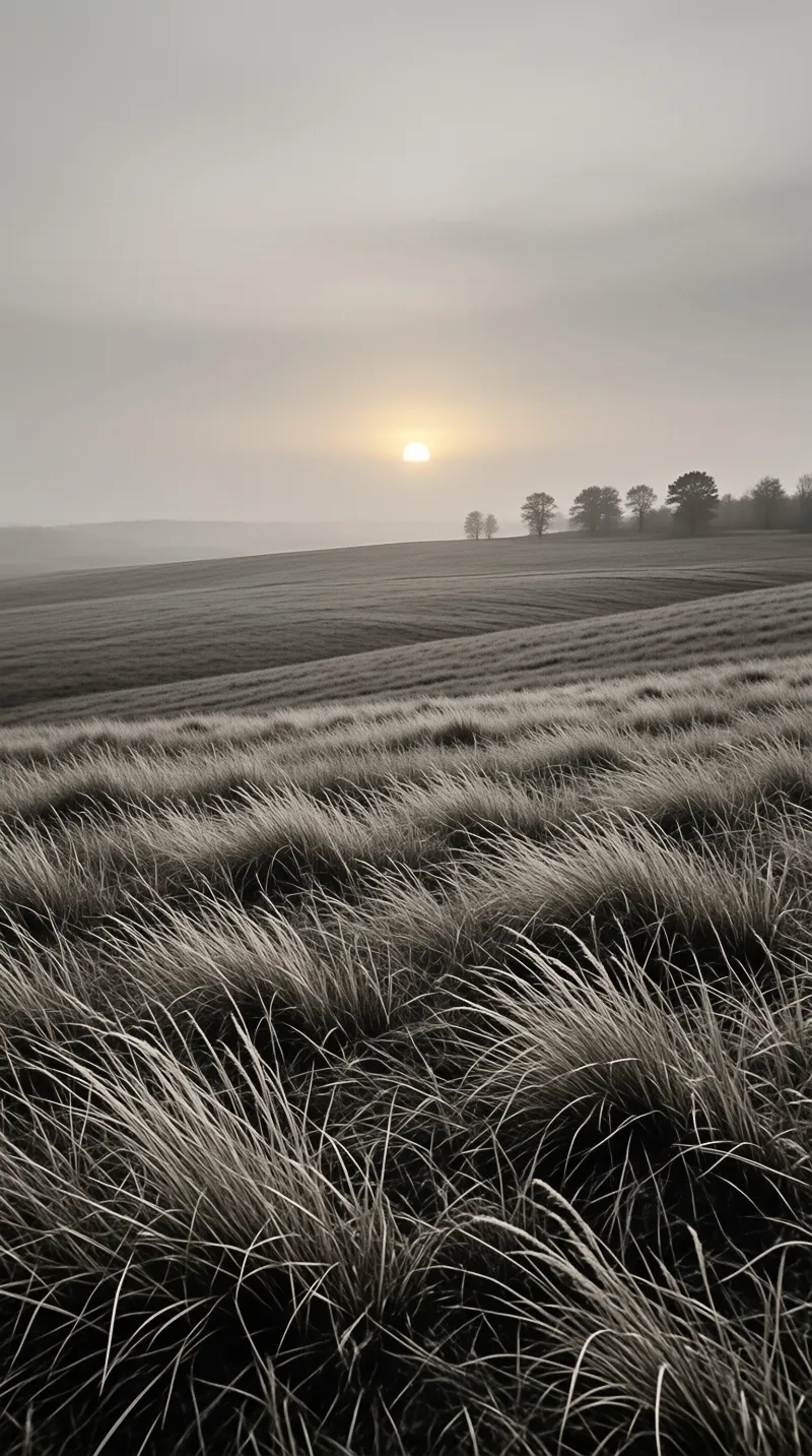 Sunrise Over Misty Fields