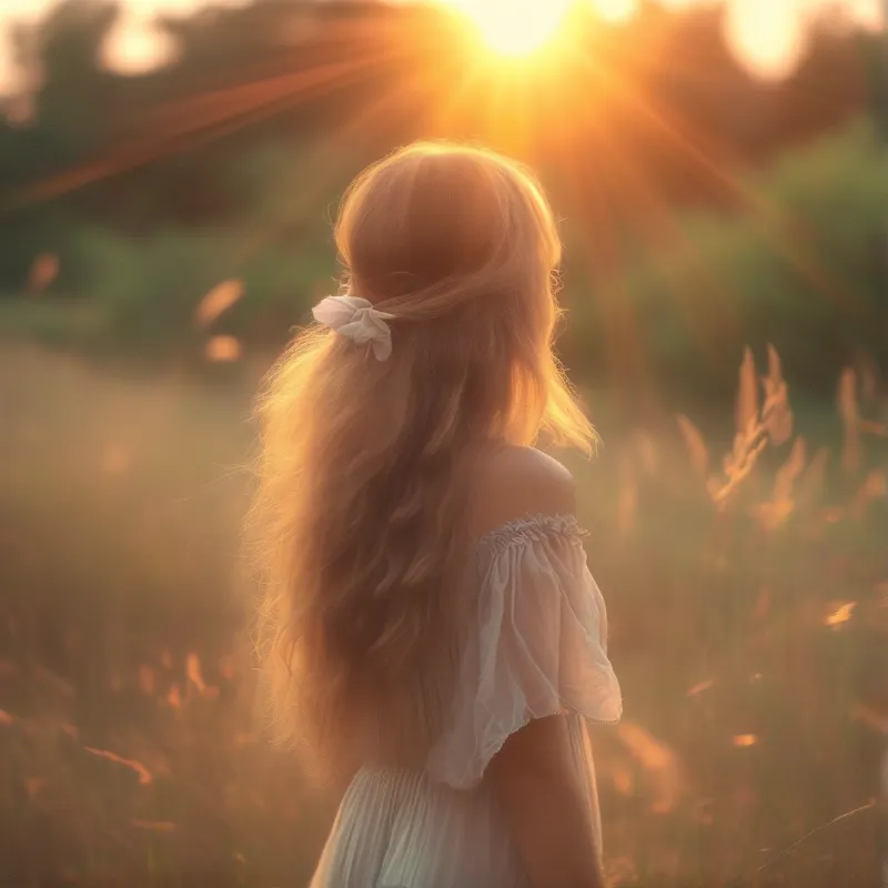 Golden Hour Girl in Grass