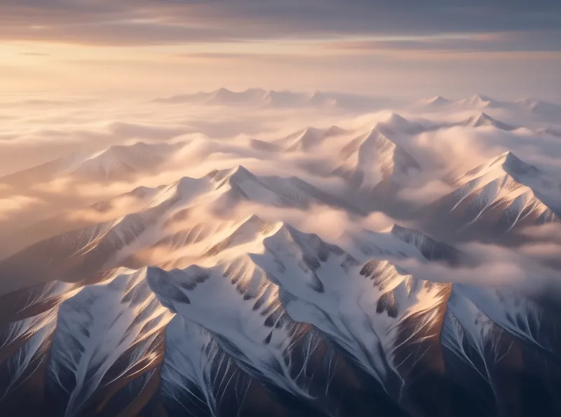Snowy Mountains Above Clouds