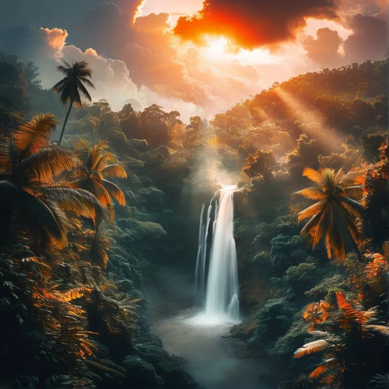 Jungle Waterfall Landscape