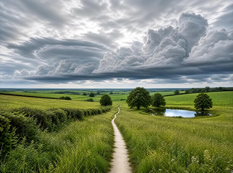 Rural Path and Cloudy Sky