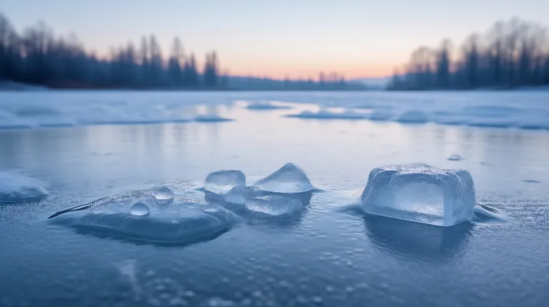 Frozen Lake at Sunrise