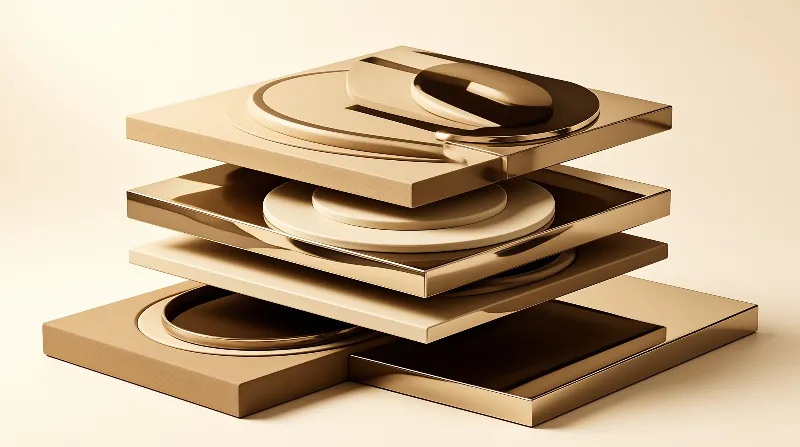 Stacked Gold Geometric Plates