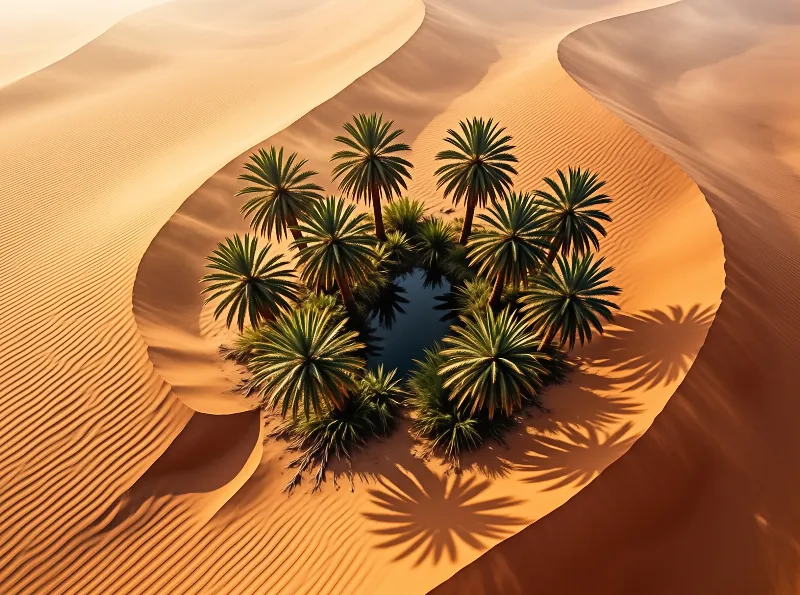 Aerial View of Desert Oasis